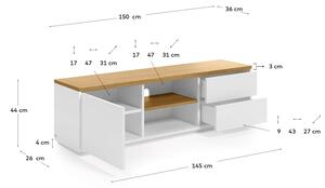 TV stolek lenbia 150 x 43,6 cm bílý