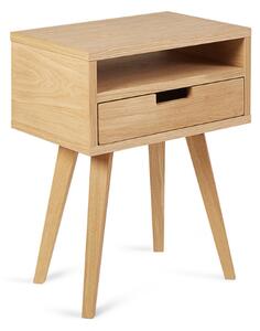 Benlemi Dřevěný noční stolek ve scandi stylu HYLLE přírodní Kvalita dřeva: 2. Kombinace dubového masivu a dýhované DTD desky
