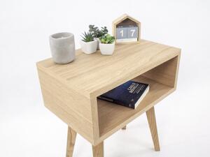 Dřevěný noční stolek s policí LUNA ONE Zvolte kvalitu dřeva: 2. Kombinace dubového masivu a dýhované DTD desky