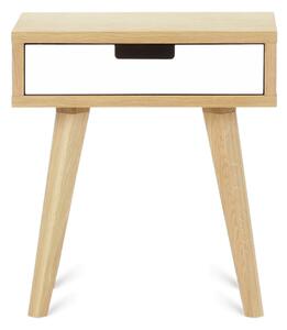 Designový noční stolek se šuplíkem LUNA bílý Zvolte kvalitu dřeva: 2. Kombinace dubového masivu a dýhované DTD desky