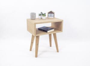 Dřevěný noční stolek s policí LUNA ONE Kvalita dřeva: 2. Kombinace dubového masivu a dýhované DTD desky