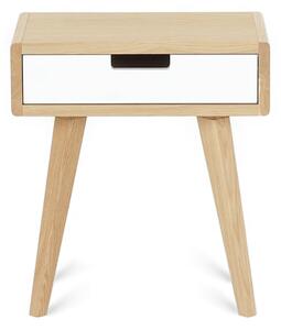 Zaoblený noční stolek ze dřeva LUNA FLO bílý Zvolte kvalitu dřeva: 1. Dubový masiv třídy A