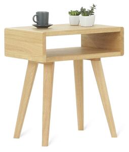 Zaoblený dřevěný noční stolek na nožkách LUNA FLO Zvolte kvalitu dřeva: 2. Kombinace dubového masivu a dýhované DTD desky