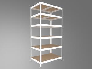 Kovový regál Biedrax 35 x 60 x 180 cm, bílý, 6 polic MDF, nosnost 200 kg na polici