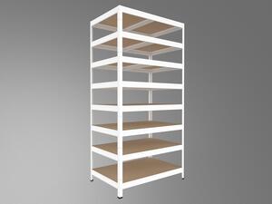Kovový regál Biedrax 35 x 60 x 210 cm, bílý, 8 polic MDF, nosnost 200 kg na polici