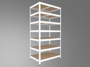 Regál do dílny Biedrax 35 x 60 x 210 cm, bílý, 7 polic MDF, nosnost 200 kg na polici