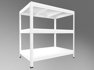 Regál do technické místnosti Biedrax 45 x 120 x 120 cm, bílý, 3 police bílé lamino 12mm, nosnost 200 kg na polici