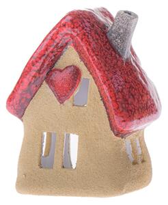 Keramický svícen Srdcový domeček, 12,4 x 16 x 9,3 cm