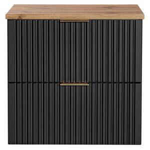 Koupelnová skříňka ADEL BLACK 60 cm + deska Dub Wotan