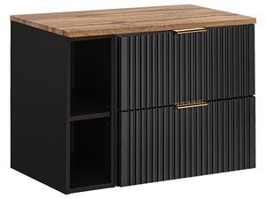 Koupelnová skříňka ADEL BLACK 80 cm s deskou a černým regálem