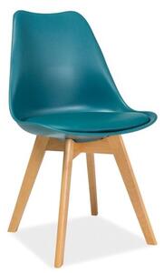 Casarredo Plastová jídelní židle KRIS modrá/buk