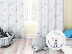 Biante Dětský bavlněný závěs Sandra SA-579 Myšky mezi modrými obláčky 150x150 cm
