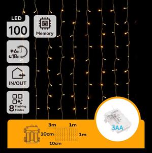Aigostar - LED Venkovní vánoční řetěz 100xLED/8 funkcí 3xAA 4x1m IP44 teplá bílá