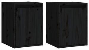 Nástěnné skříňky 2 ks černé 30x30x40 cm masivní borové dřevo