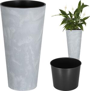 PROSPERPLAST Květináč s vkladem TUBUS SLIM BETON EFFECT šedý 30 cm