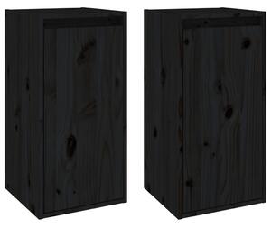 Nástěnné skříňky 2 ks černé 30 x 30 x 60 cm masivní borovice