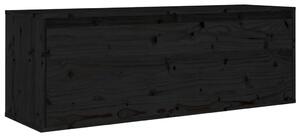 Nástěnná skříňka černá 100 x 30 x 35 cm masivní borové dřevo