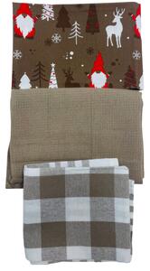 Utěrky na nádobí Vánoční Christmas hnědá 3ks 45x70cm