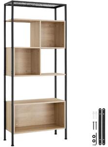 Tectake Regál Hastings 75x31x170,5cm - Industrial světlé dřevo, dub Sonoma
