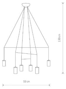 Závěsná lampa Imbria, 6 světel, délka 93 cm, mosaz