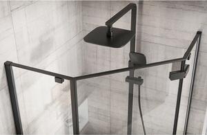 Rea Diamond, sprchový kout 80x80x195 cm, 6mm čiré sklo, černý profil + bílá sprchová vanička, KPL-06900