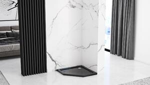 Rea Diamond, sprchový kout 80x80x195 cm, 6mm čiré sklo, černý profil + bílá sprchová vanička, KPL-06900