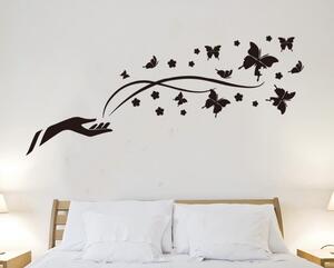 Samolepka na zeď "Ruka a Motýli" 50x160 cm