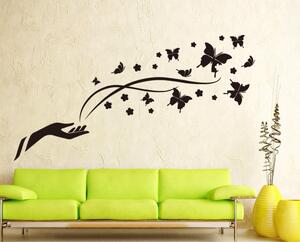 Samolepka na zeď "Ruka a Motýli" 50x160 cm