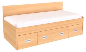 Jednolůžko NEMO Buk, zapuštěné úchytky, zvýšené 1 čelo (zadní)