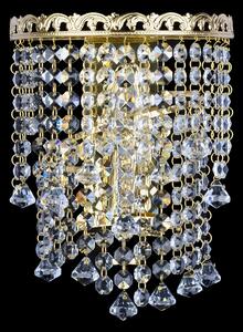 DBK GLASS Jednoduché štrasové nástěnné svítidlo s kamínky "pyramidky" pro přímou montáž na stěnu N-7170-1-LS