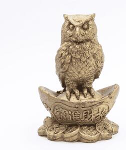 Sova na ingotu - soška Feng shui - velká