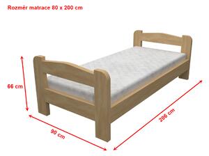 Dřevěná postel Libor smrk s roštem - 200 x 80 cm, Bez matrace