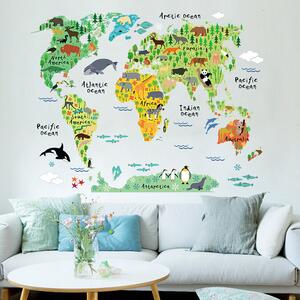 Samolepka na zeď "Barevná Mapa Světa 2" 95x73 cm