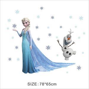 Samolepka na zeď "Elsa a Olaf" 78x65 cm
