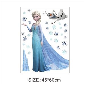 Samolepka na zeď "Elsa a Olaf" 78x65 cm