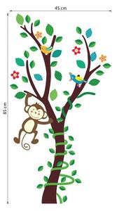 Samolepka na zeď "Strom s opičkou" 85x45 cm
