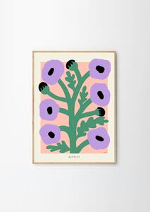 The Poster Club Plakát Purple Poppies by Madelen Möllard 50x70