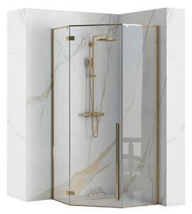 Rea Diamond, sprchový kout 90x90 cm + černá sprchová vanička, zlatá lesklá, KPL-14904