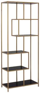 REGÁL, černá, barvy zlata, ocel, 77/185/35 cm Xora - Knihovny, Online Only