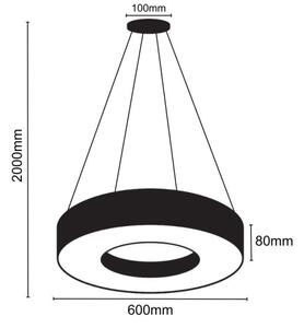 LED Stmívatelný lustr na lanku LED/45W/230V 3000-6500K černá + dálkové ovládání