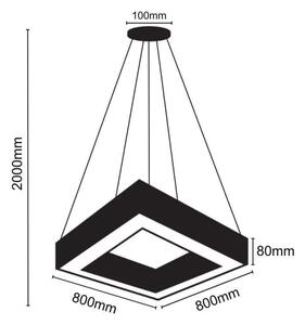 LED Lustr na lanku LED/55W/230V 4000K 80x80 cm