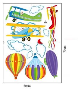 Samolepka na zeď "Balóny a letadla" 100x60 cm