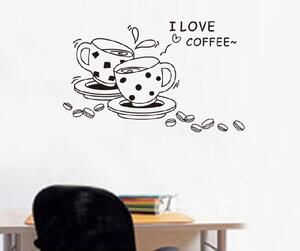 Samolepka na zeď "Kávové šálky 2" 73x46 cm