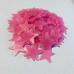 Fosforové plastové "hvězdičky - růžové" 3cm 100ks