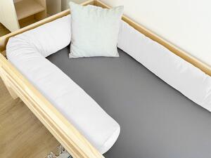 Sametový mantinel do dětské postele ve tvaru válce - Bílá, Zvolte délku: 360 cm