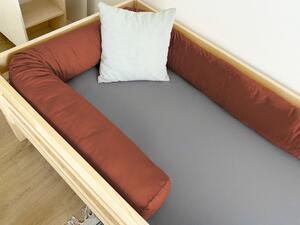 Sametový mantinel do dětské postele ve tvaru válce - Cihlová, Zvolte délku: 360 cm