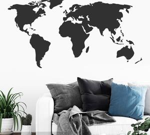 Samolepka na zeď "Mapa světa - černá" 64x125 cm