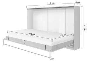 Sklápěcí postel horizontální 120x200 Basic s volitelnou skříní - Bílý mat