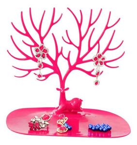 Šperkovnice - Červený stojan na šperky ve tvaru stromu