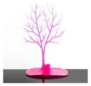 Šperkovnice - Růžový stojan na šperky ve tvaru stromu